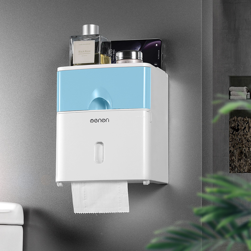 Toilet Tissue Box Toilet Paper Storage Rack Toilet Paper Box Punch-free Waterproof Roll Paper Tube Creative Paper Box Enlarge