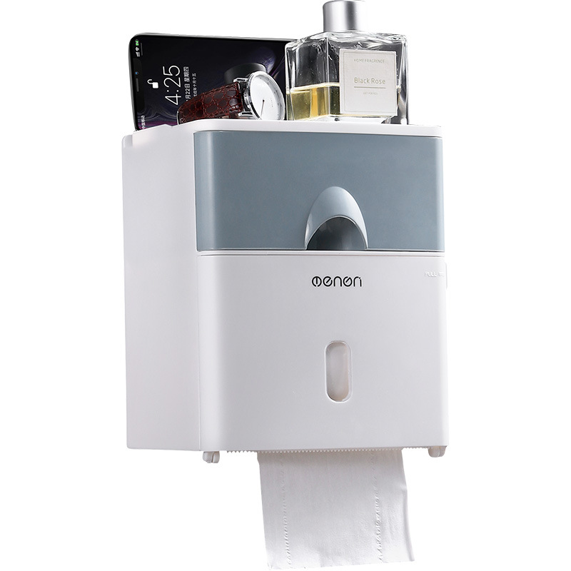 Toilet Tissue Box Toilet Paper Storage Rack Toilet Paper Box Punch-free Waterproof Roll Paper Tube Creative Paper Box Enlarge