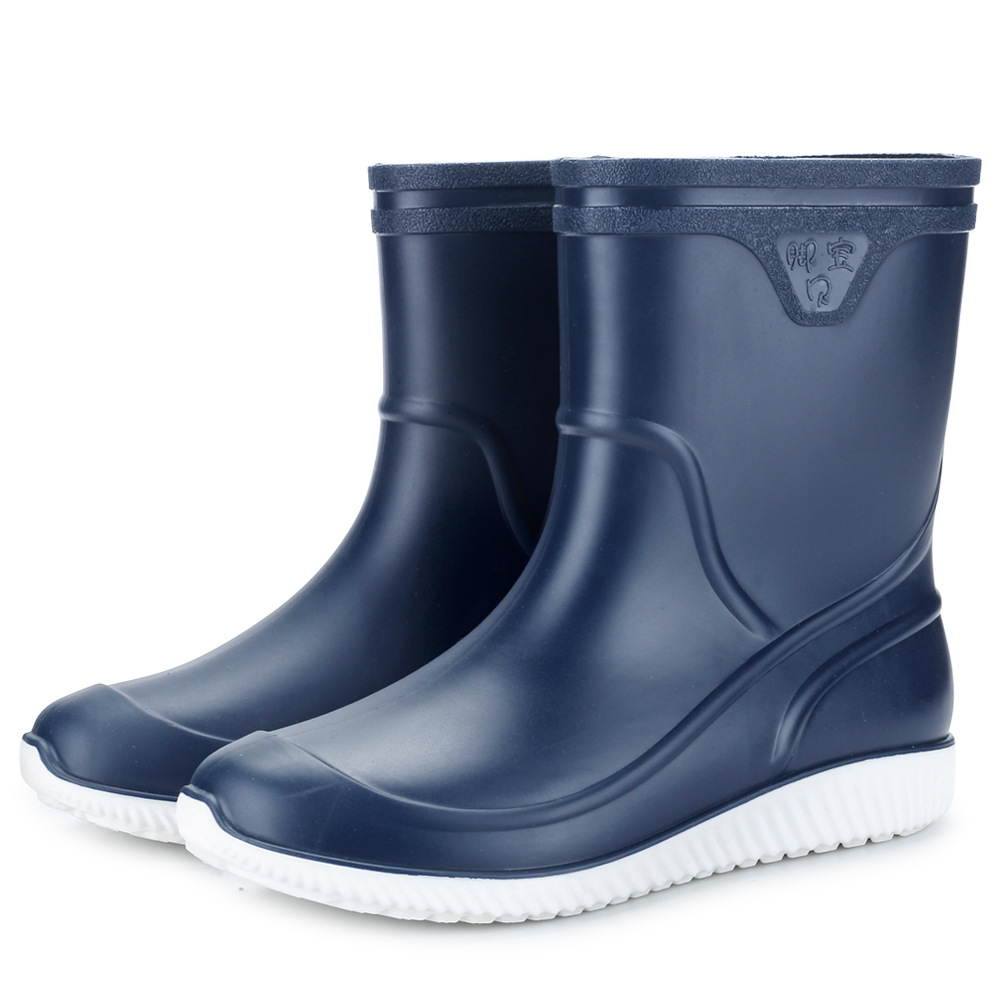 Cross-border non-slip waterproof rain boots men's mid-tube rain boots thickened plastic water shoes fishing kitchen car wash fishing water boots