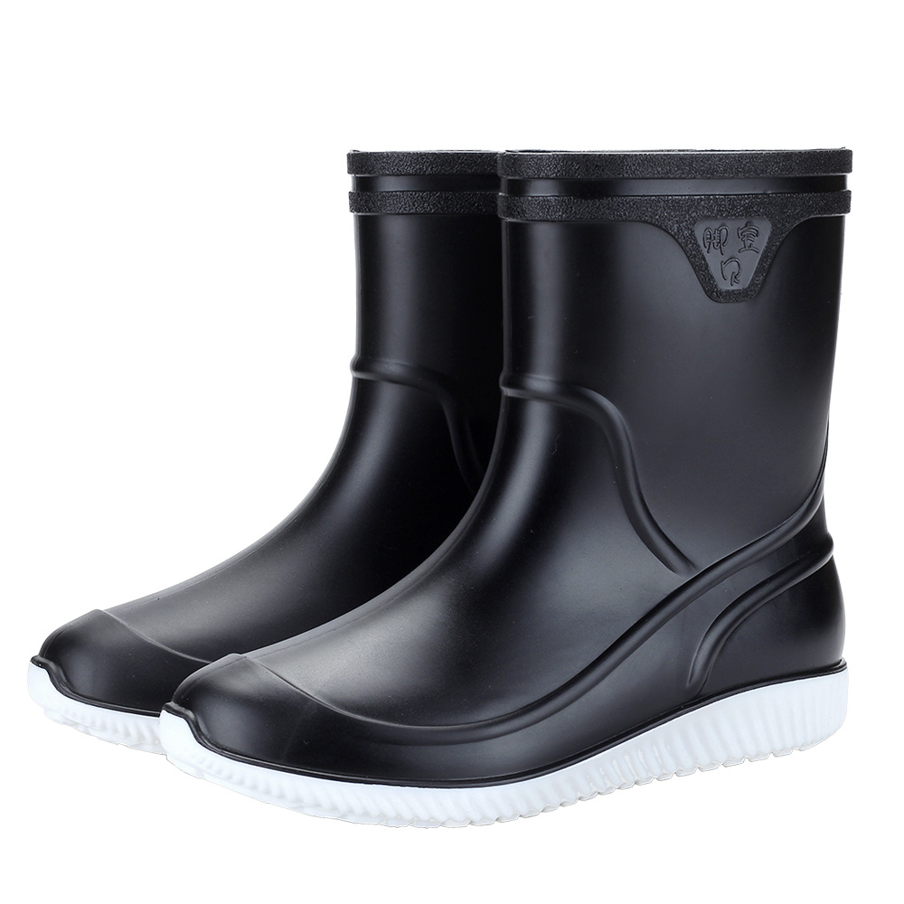 Cross-border non-slip waterproof rain boots men's mid-tube rain boots thickened plastic water shoes fishing kitchen car wash fishing water boots