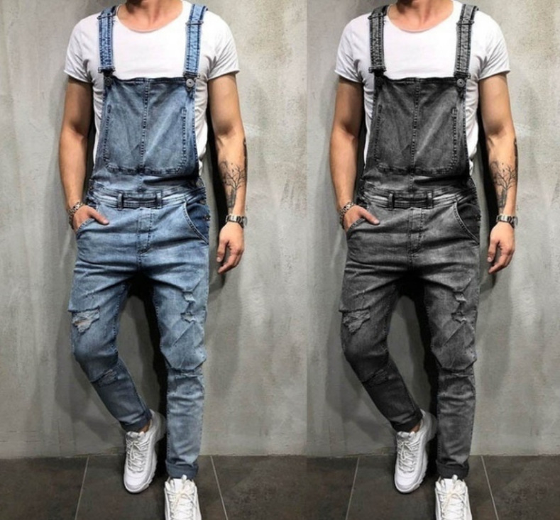 Wish Fashion Men's Sling Denim Pants Ripped Jeans Trousers Popular Popular Work Clothes