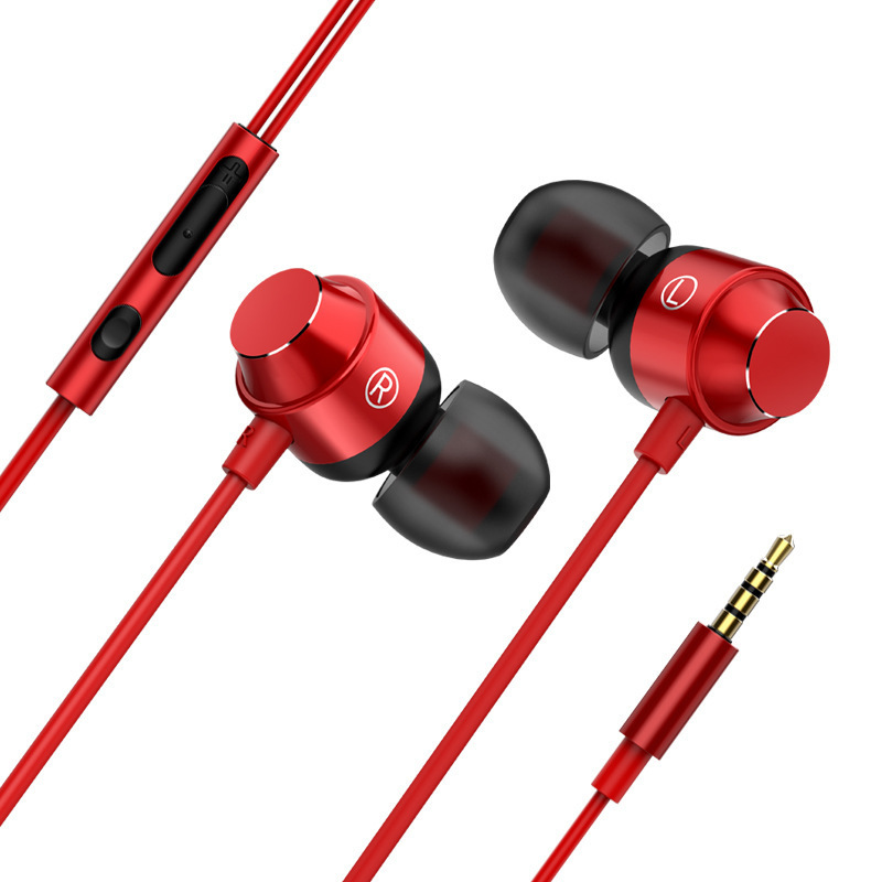 New metal magnetic subwoofer headphones in-ear wire control wired headphones with microphone mobile phone computer earplugs wholesale