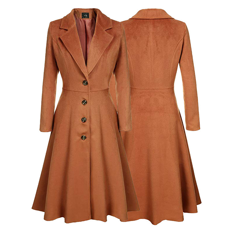 Cross-border Autumn and Winter New Women's Woolen Coat Long-sleeved Fashionable Casual Trenchcoat Women's Woolen Coat