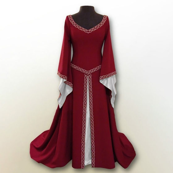 2019 European and American Vintage All Saints Christmas party Long Sleeve Embroidered Round Neck Slim-Fit Women's Dress