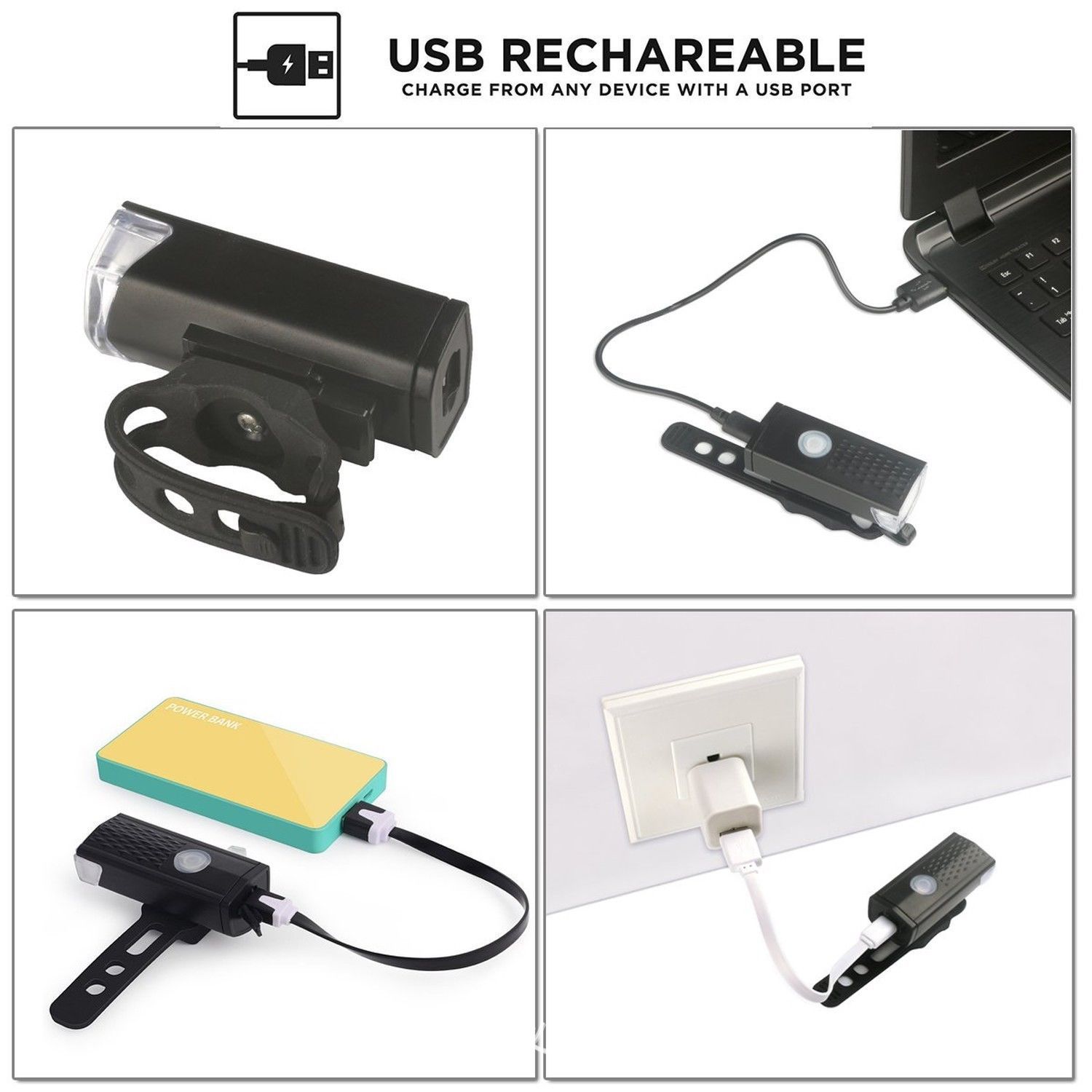 2255 bicycle headlight USB charging super bright lighting headlight tail light set Mountain Bike Night riding headlight