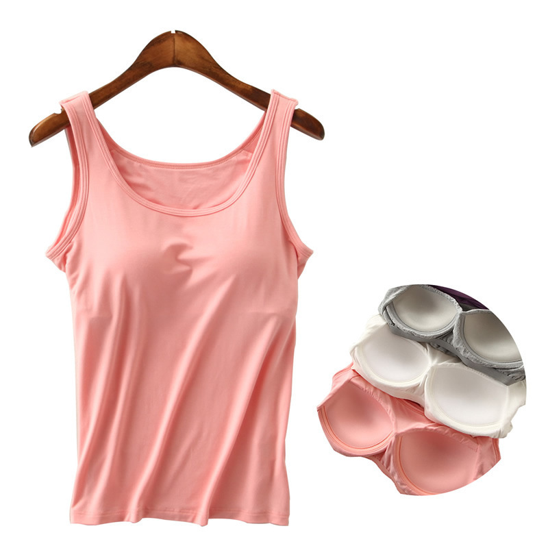 22 Spring and Summer Vest with Chest Pad Small Sling bra-free Vest Modal Base Shirt bra Top Yoga Women