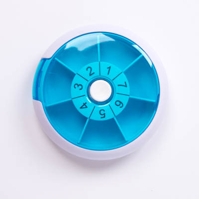 7-day round Press rotating compartment one-week pill box travel convenient digital pill box 7-day storage pill box