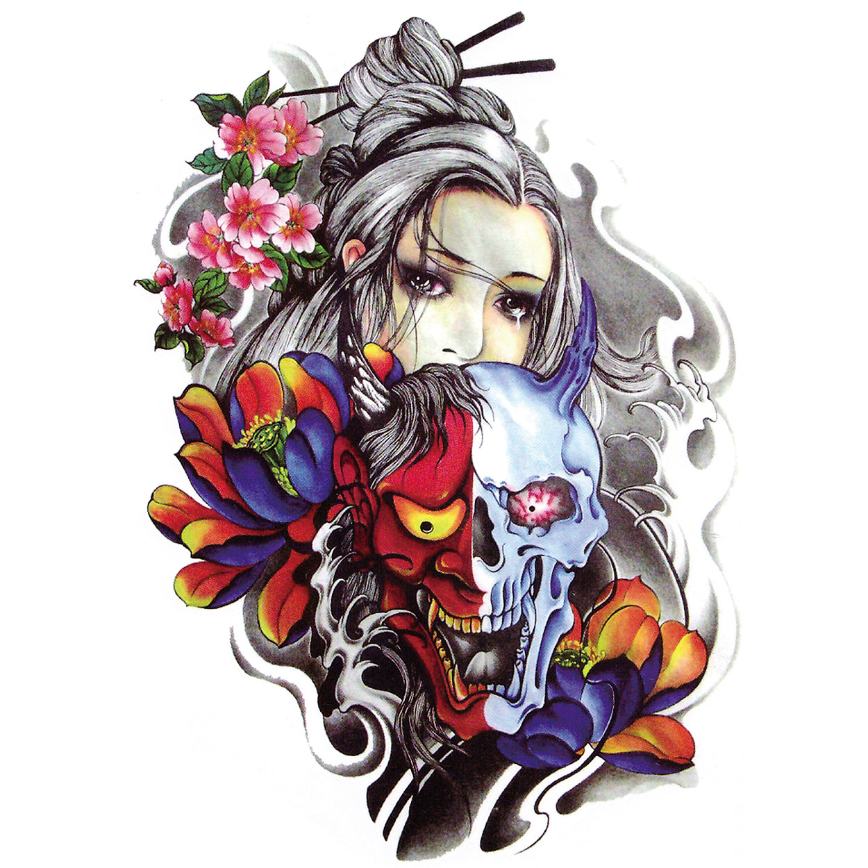 Waterproof big picture full back tattoo tiger lion monkey king zhaoyun guan gong dragon factory in stock wholesale