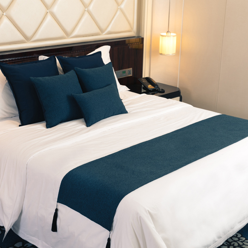 Nordic Modern Simple Solid Color Hotel Bed Flag Pillow Set Homestay Plain Double-sided Dual-purpose Bed Tail Towel