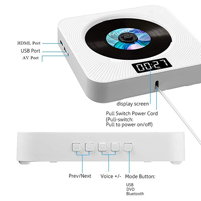 kecag wall mounted CD player home dvd HD dvd player Bluetooth English learning repeat CD player