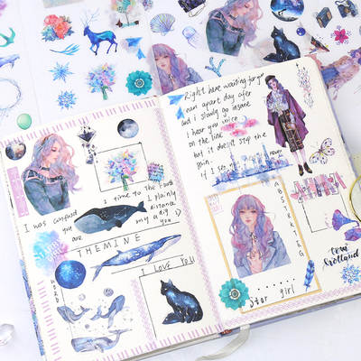 Hand account and paper stickers lifelike original fresh diary hand account decoration material cultural creative life stickers 6 pieces