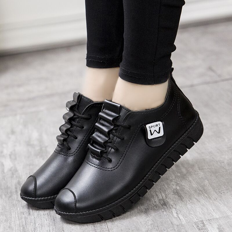 2022 New Spring and Summer Women's Shoes for Students Korean Style Fashionable All-match Casual Leather Shoes for Women Middle-aged and Elderly Mothers Shoes