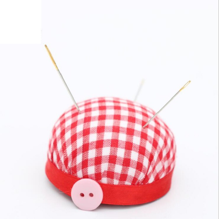 Wrist pin plug portable plaid cloth pin ball handmade DIY floral green white plaid pin ball