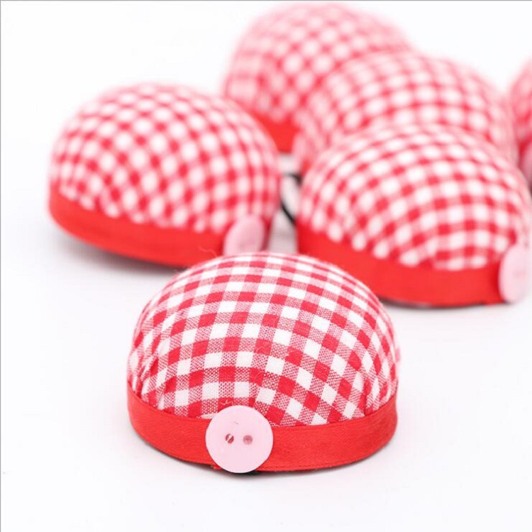 Wrist pin plug portable plaid cloth pin ball handmade DIY floral green white plaid pin ball