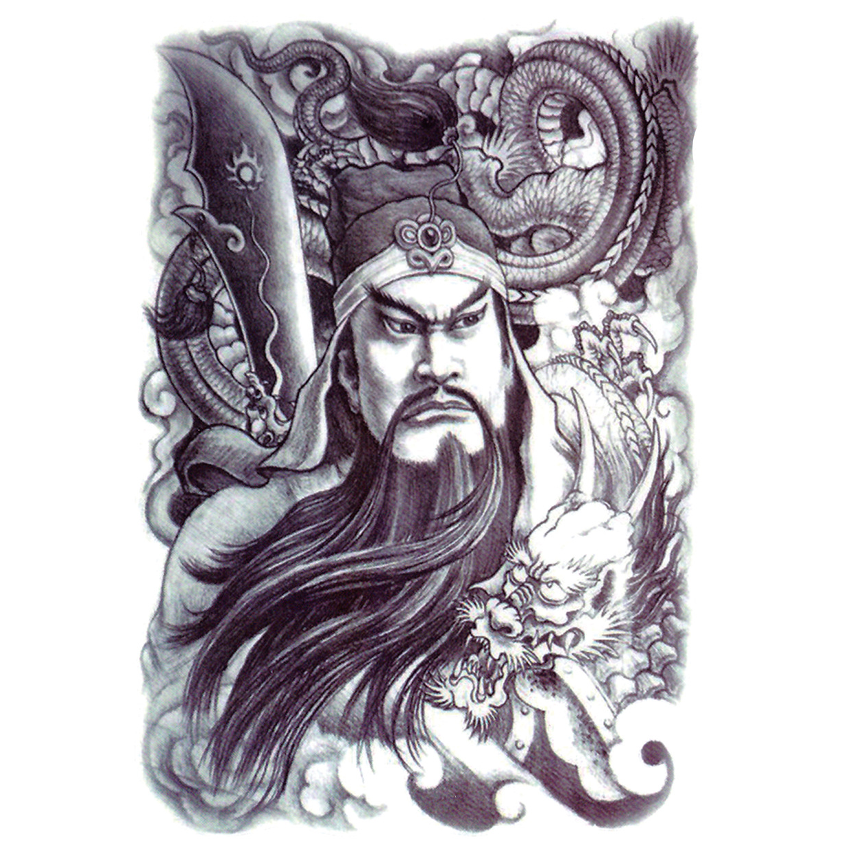 Waterproof big picture full back tattoo tiger lion monkey king zhaoyun guan gong dragon factory in stock wholesale