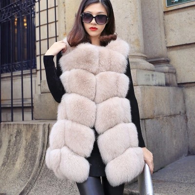 Haining fur faux fox fur vest new mid-length vest Korean slim coat factory wholesale