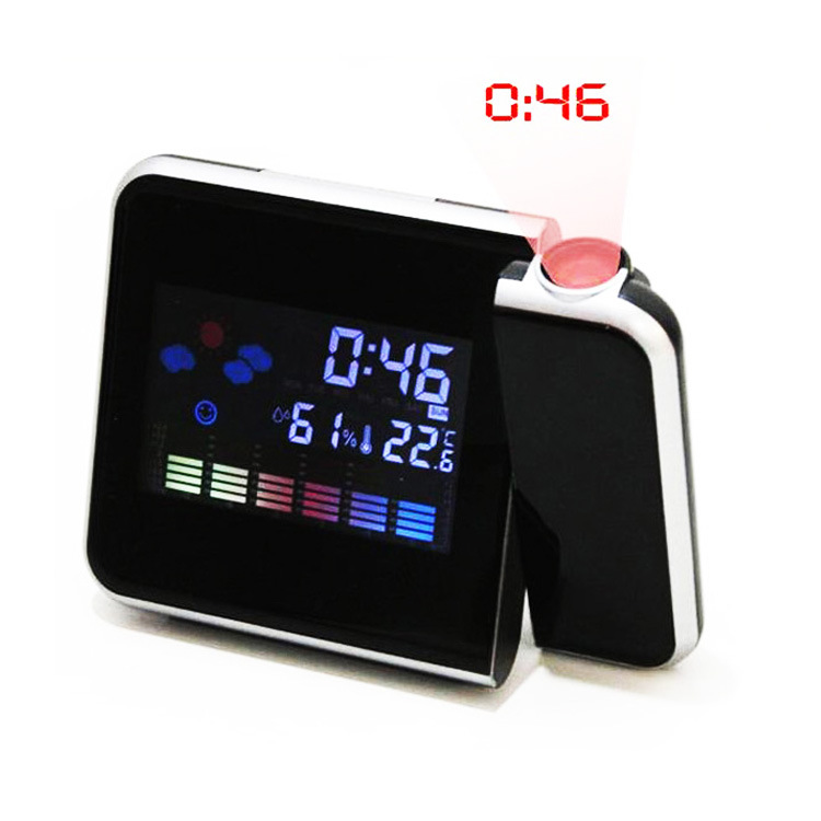 8190 Weather Projection Clock Creative Home Color Screen Large Screen Weather Forecast Perpetual Calendar Alarm Clock Mute Alarm Clock