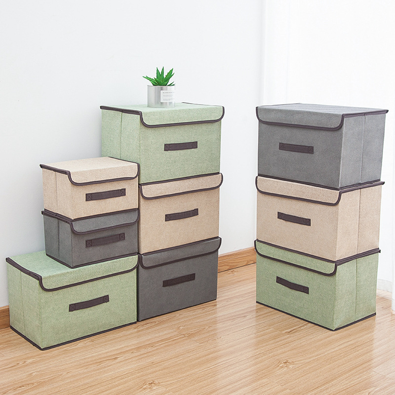 Home folding fabric storage box clothing with lid dustproof storage box multifunctional wardrobe finishing storage box wholesale