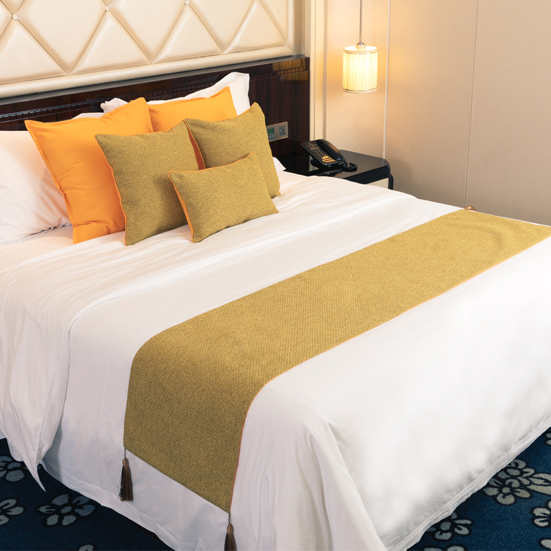 Nordic Modern Simple Solid Color Hotel Bed Flag Pillow Set Homestay Plain Double-sided Dual-purpose Bed Tail Towel