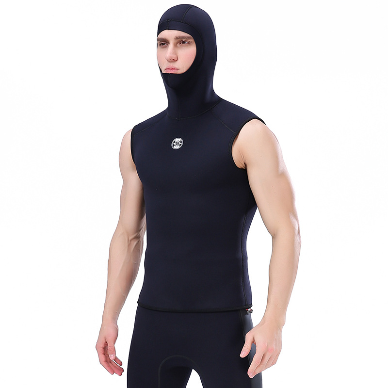 3mm hooded thermal diving vest slinx sleeveless surfing wetsuit with hood split wetsuit vest