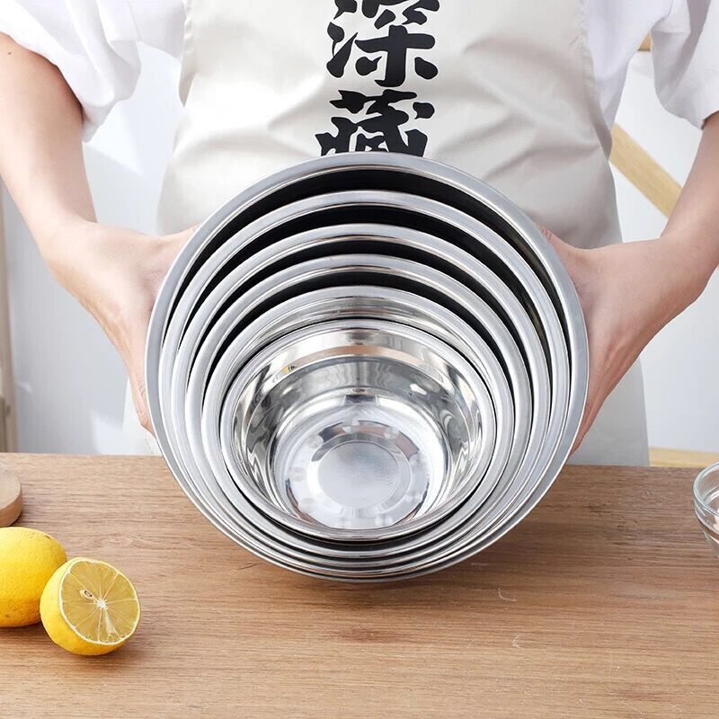 Stainless Steel Non-magnetic Soup Basin Round Deepened Thickened Soup Bowl Multi-use Vegetable Basin School Restaurant Canteen Gift Promotion