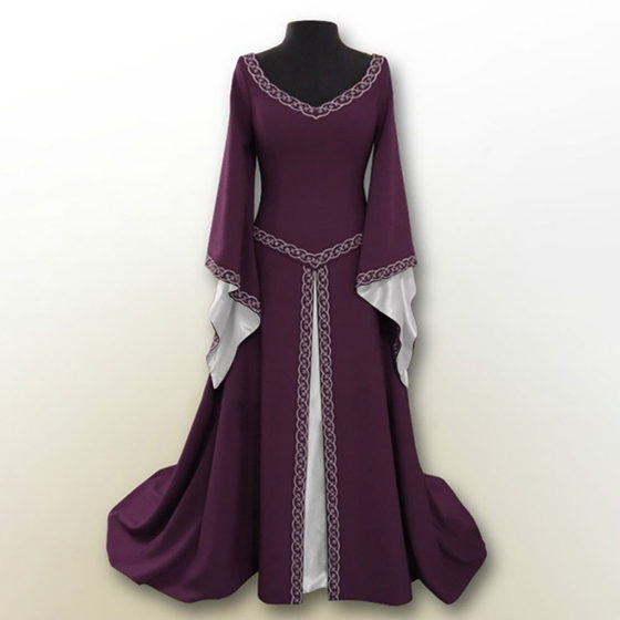 2019 European and American Vintage All Saints Christmas party Long Sleeve Embroidered Round Neck Slim-Fit Women's Dress