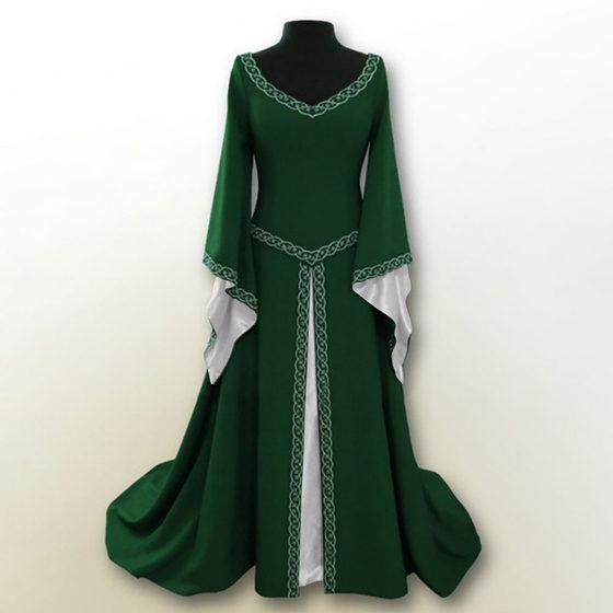 2019 European and American Vintage All Saints Christmas party Long Sleeve Embroidered Round Neck Slim-Fit Women's Dress