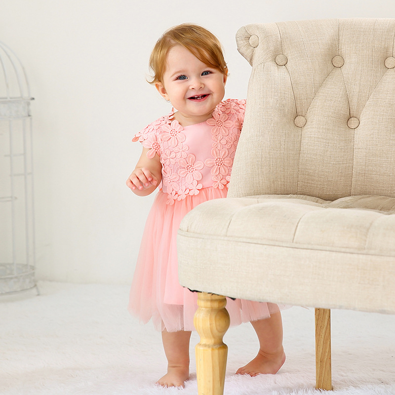 Maggie factory direct girls baby baby birthday full moon wine wedding dress princess dress