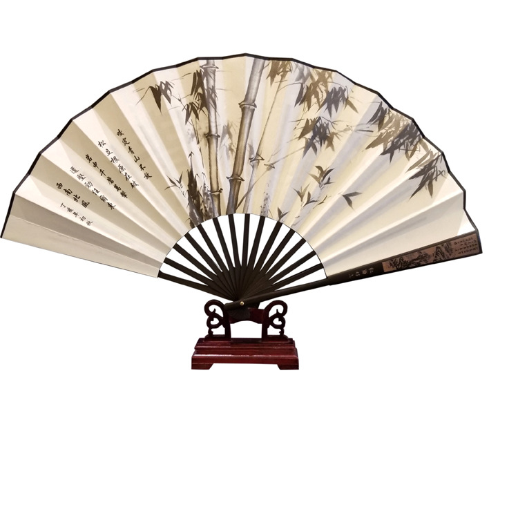 Fan Custom Men's Folding Fan Wholesale Chinese Style Fan Ancient Style Men's Fan Carving Silk Big Silk Fan Classical Bamboo Fan