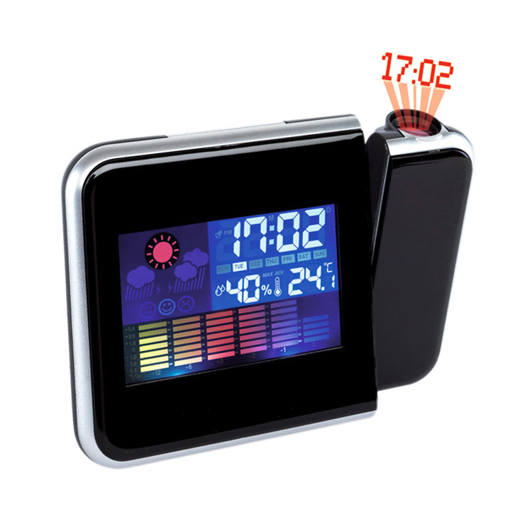 8190 Weather Projection Clock Creative Home Color Screen Large Screen Weather Forecast Perpetual Calendar Alarm Clock Mute Alarm Clock