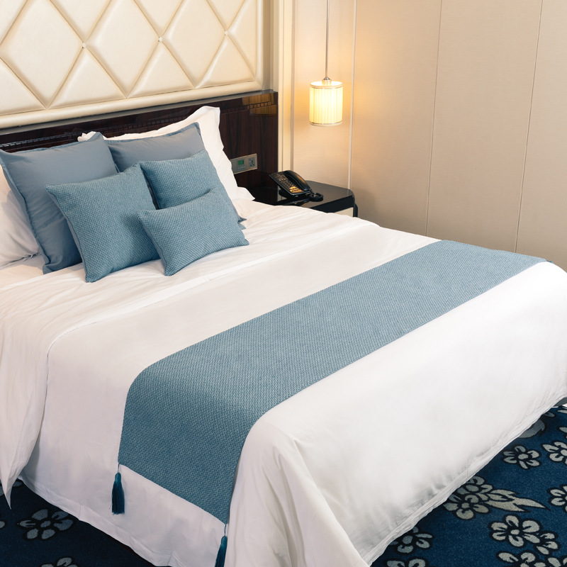 Nordic Modern Simple Solid Color Hotel Bed Flag Pillow Set Homestay Plain Double-sided Dual-purpose Bed Tail Towel