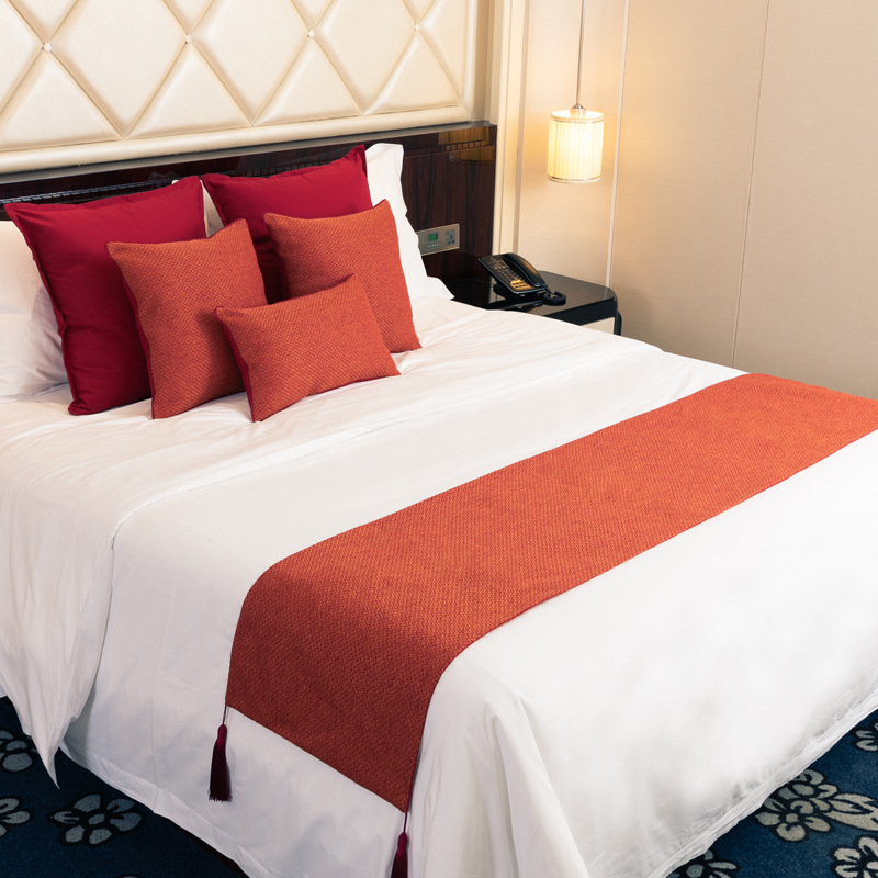 Nordic Modern Simple Solid Color Hotel Bed Flag Pillow Set Homestay Plain Double-sided Dual-purpose Bed Tail Towel
