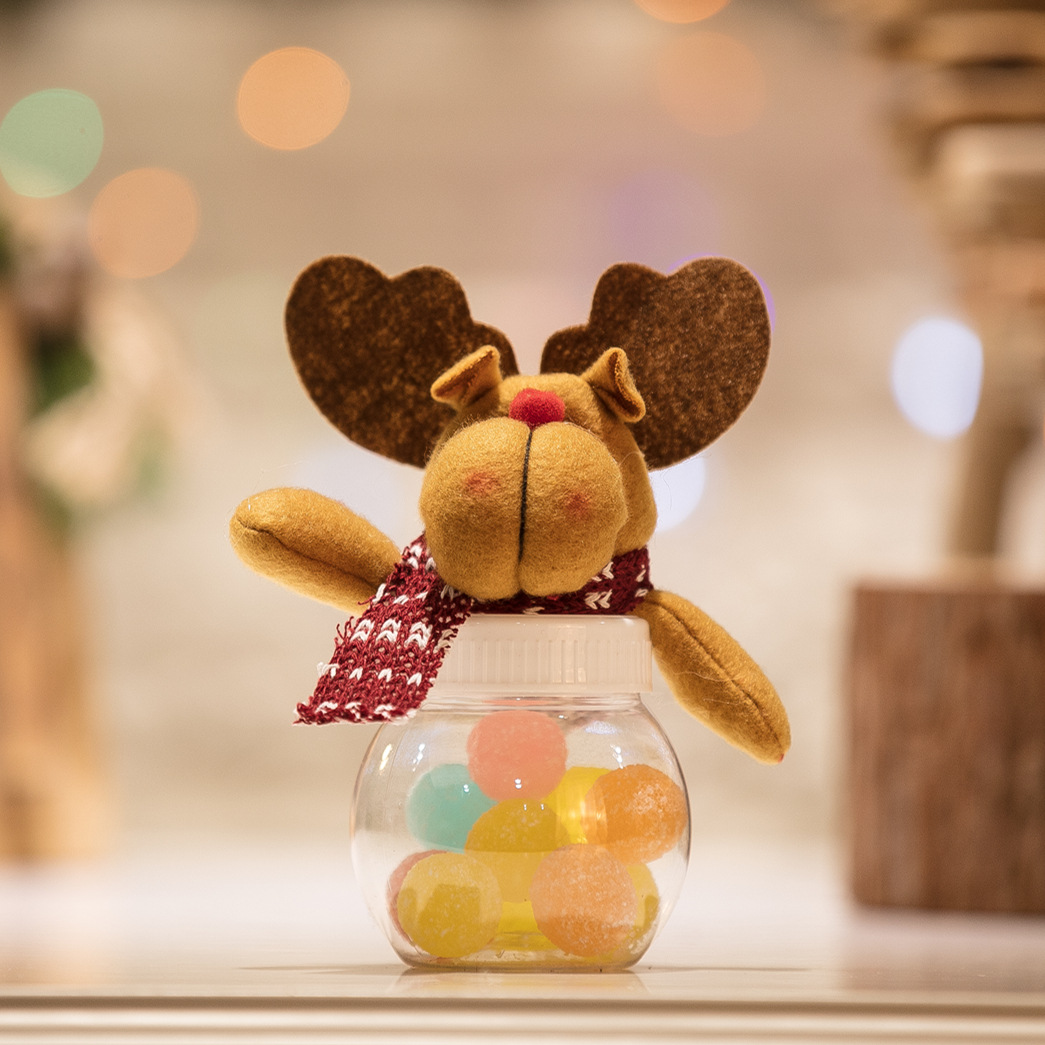 Χριστουγεννιάτικες διακοσμήσεις Νέο καρό δημιουργικό καρτούν Τρισδιάστατο κουτί με καραμέλες δώρου στρογγυλό πεντάστερο βάζο καραμέλας κούκλας_voghion.com