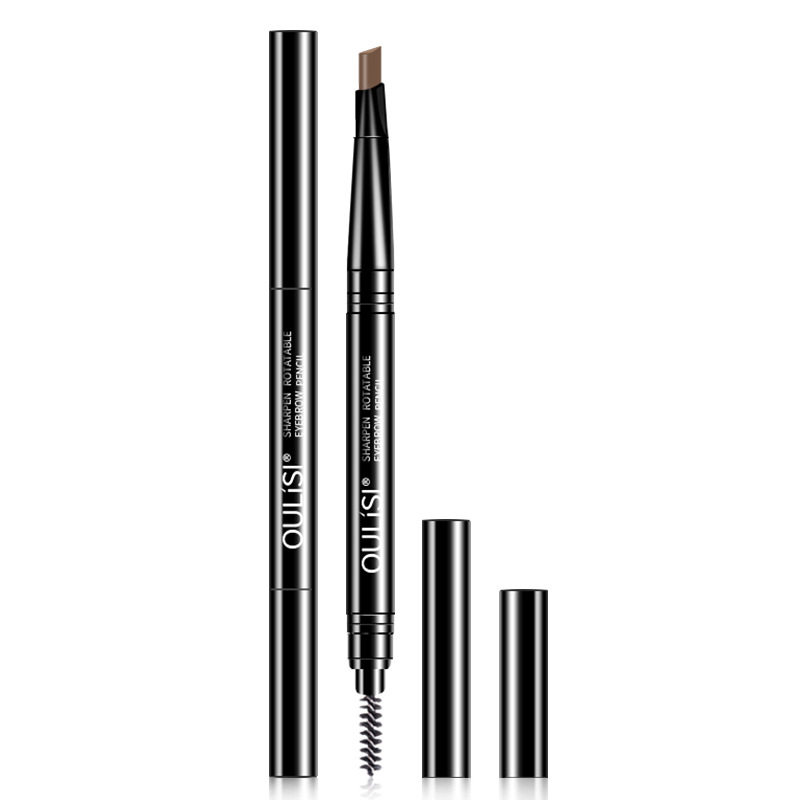 Oris squeeze refill five-color double-headed automatic rotating eyebrow pencil with brush New triangle eyebrow pencil 12 pieces one dozen