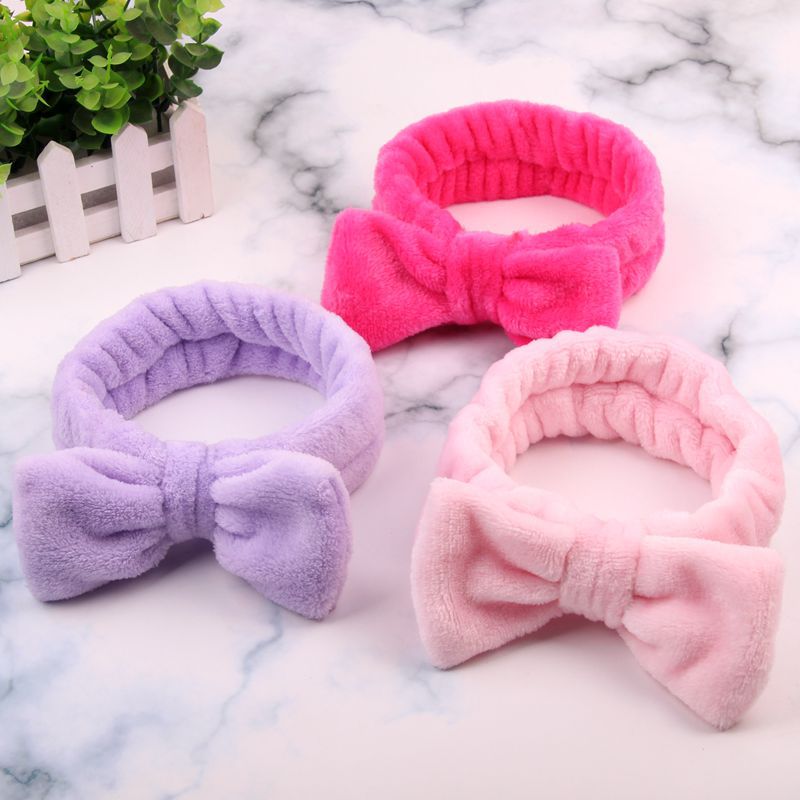 New coral fleece bow tie hair band creative makeup hair card wash sports wash face yoga hair accessories wholesale