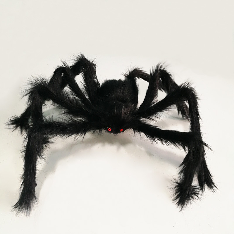 Halloween Decoration Horror Simulation Big Black Spider Site Layout Props 75cm Plush Spider Toy