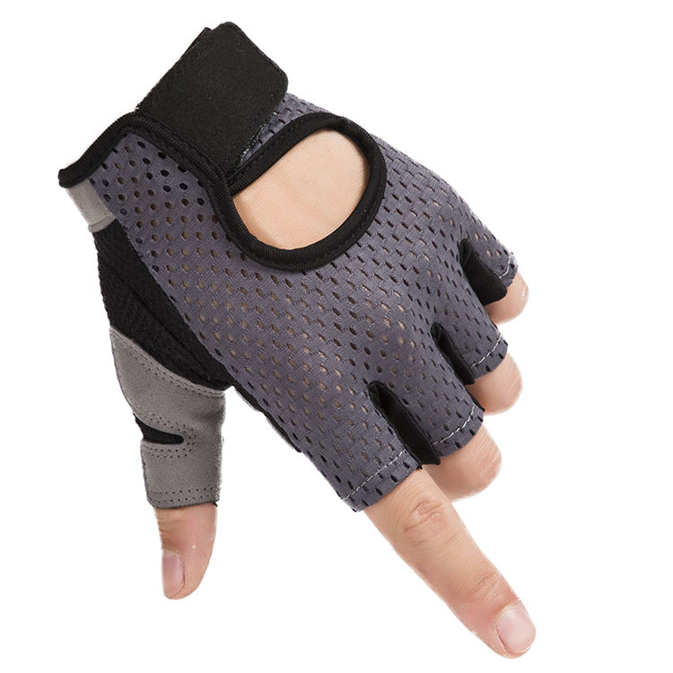 Fitness half finger sports gloves men's and women's gym dumbbell exercise riding hollow butterfly mesh breathable thin_voghion.com