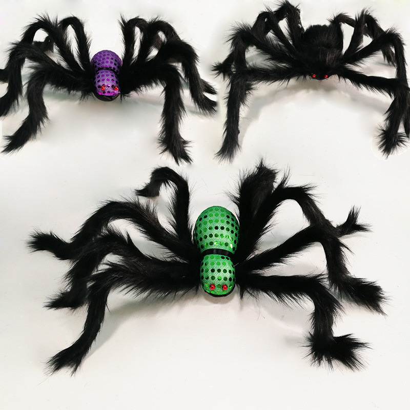 Halloween Decoration Horror Simulation Big Black Spider Site Layout Props 75cm Plush Spider Toy