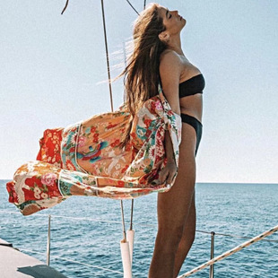 Beach blouse chiffon printed beach Cape sunscreen beach clothes holiday beach dress cross border Amazon 293