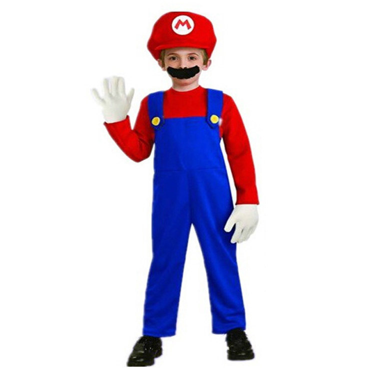 Halloween Super Mary Performance Costume cosplay Adult Children Super Mario Stage Drama Costume