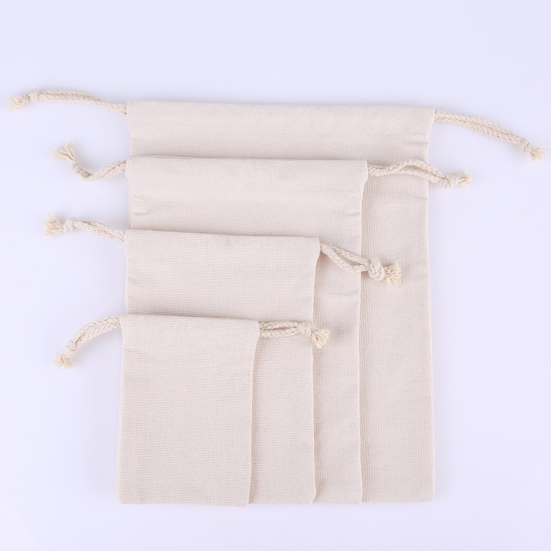 Blank spot packaging storage bag cotton drawstring pocket creative canvas drawstring pocket custom printable logo