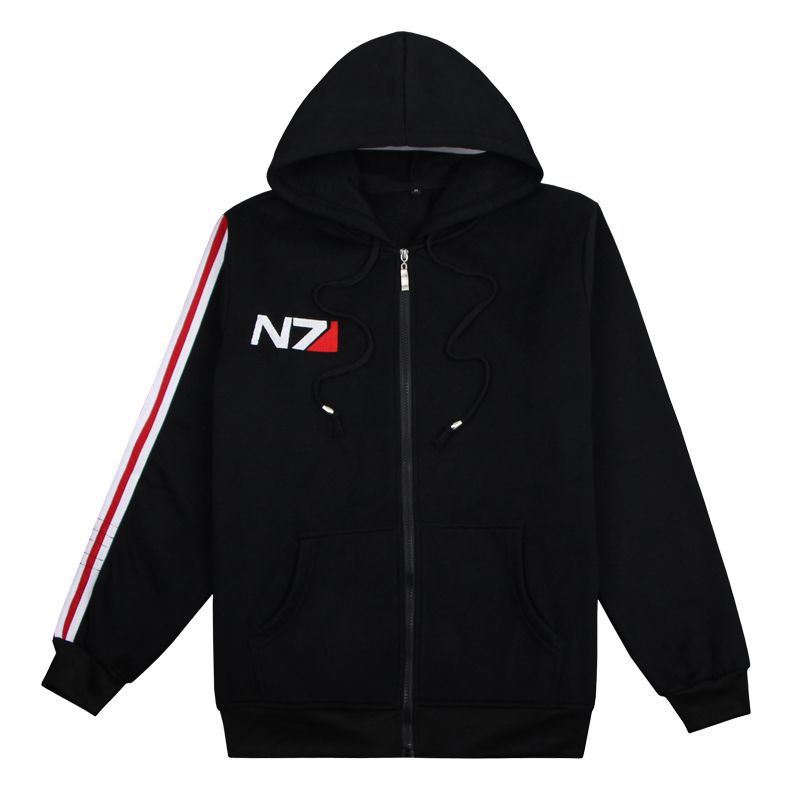 N7 Mass Effect game sweater coat autumn and winter men's and women's long sleeve plus velvet hooded long sleeve jacket coat clothes