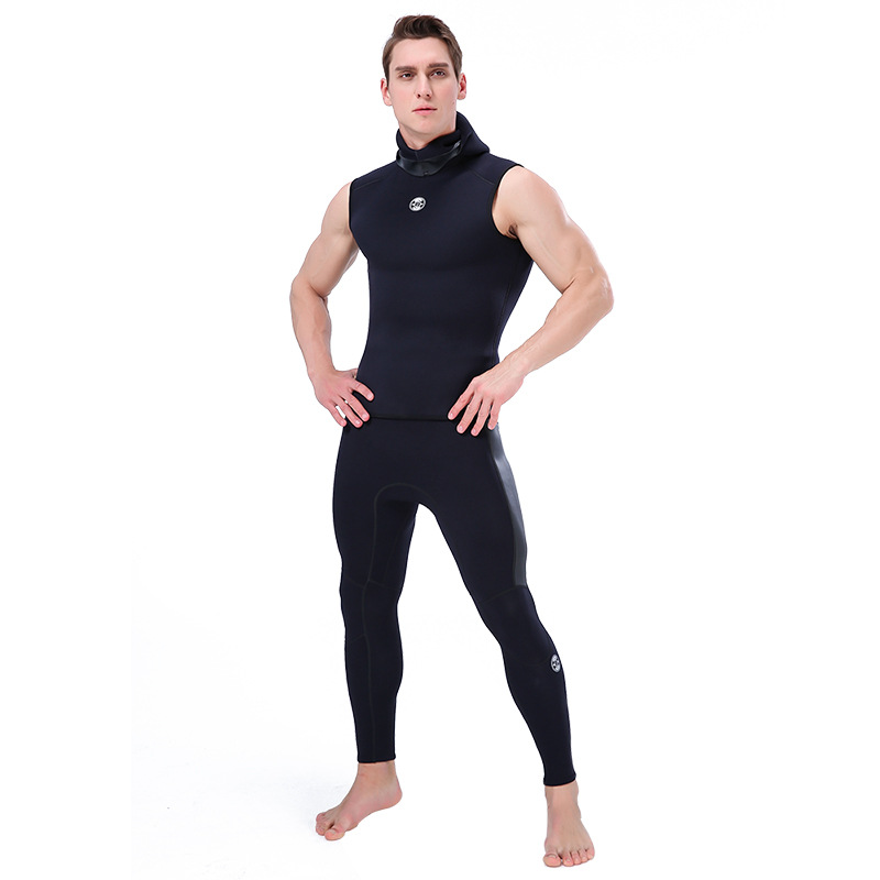 3mm hooded thermal diving vest slinx sleeveless surfing wetsuit with hood split wetsuit vest