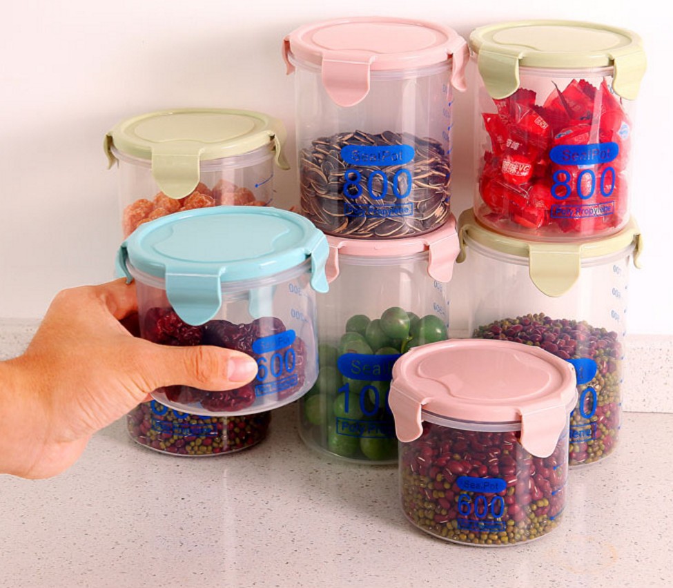 透明塑料干果储物罐乐扣食物收纳储存罐密封罐奶粉罐食品罐杂粮罐