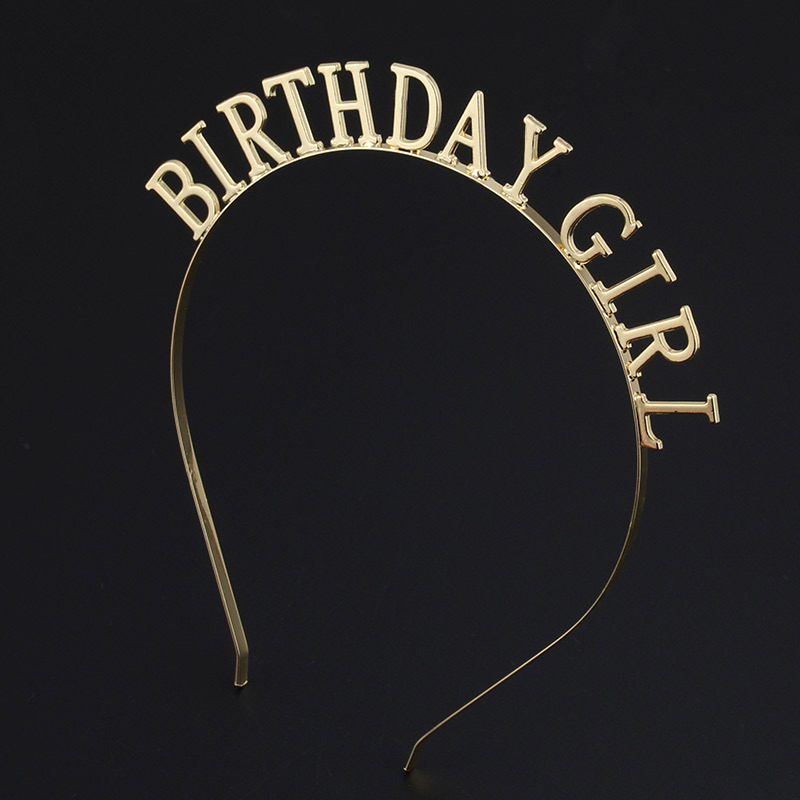 生日派對髮飾歐美生日合金字母發箍女士節日時尚頭箍鑲鑽頭飾跨境