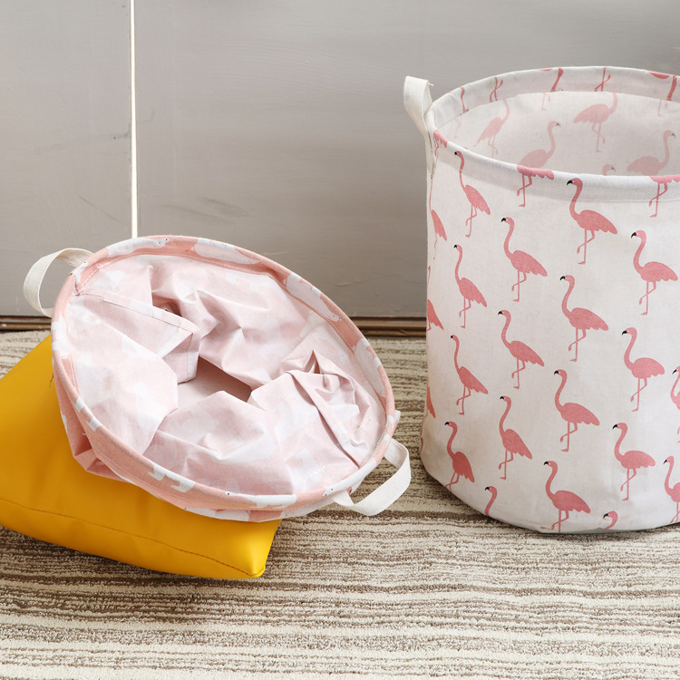 Cotton and Linen Fabric Dirty Clothes Basket Large Foldable Dirty Clothes Basket Storage Basket Clothes Storage Laundry Basket Toy Storage Bucket
