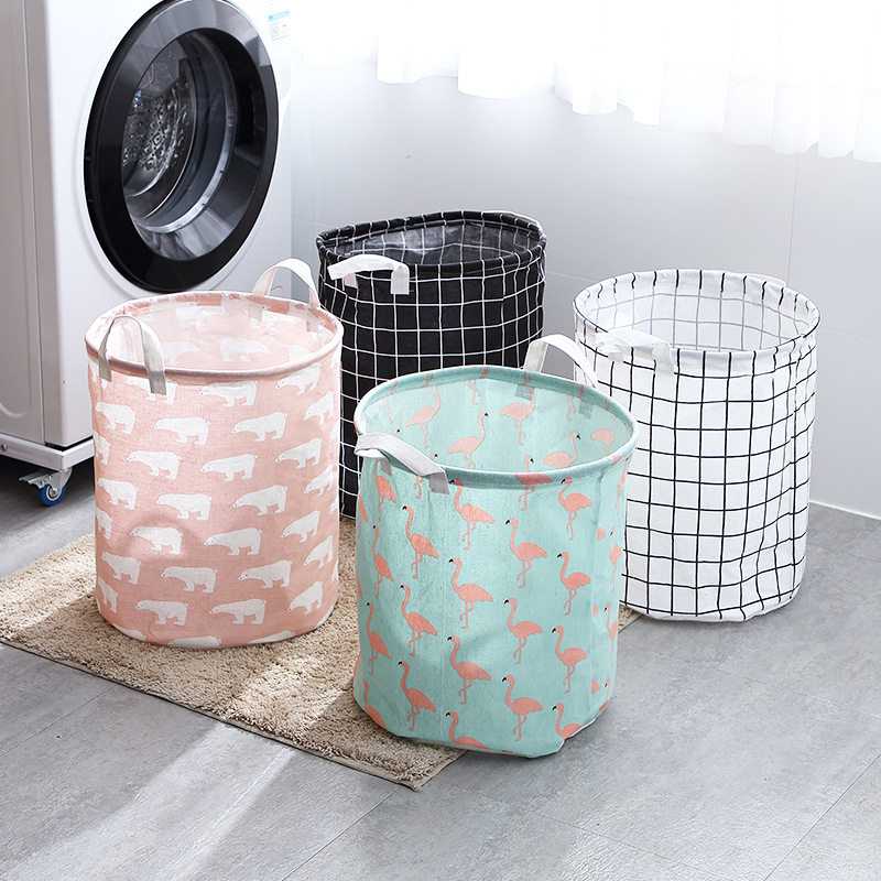 Cotton and Linen Fabric Dirty Clothes Basket Large Foldable Dirty Clothes Basket Storage Basket Clothes Storage Laundry Basket Toy Storage Bucket