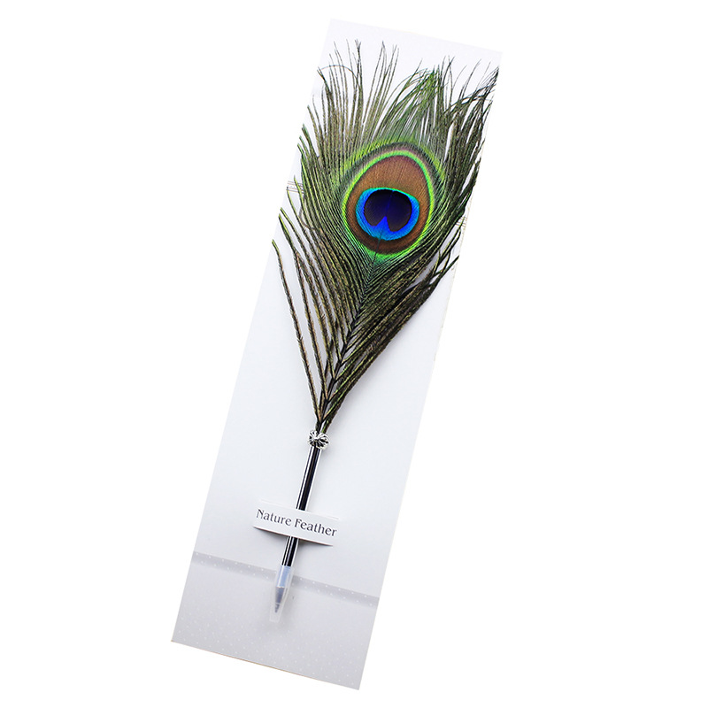 F06B-Y1 Creative Stationery Quill Pen Peacock Feather Ballpoint Pen Signature Pen Plush Advertising Gift Pen