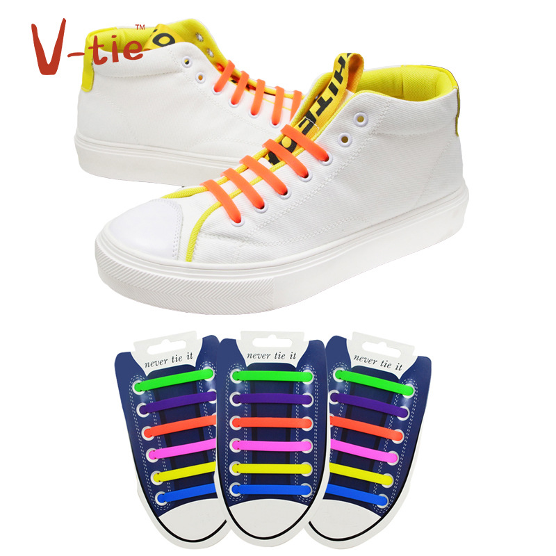 v-tie factory direct adult elastic tie-free arrow-free sports silicone shoelace lazy casual shoelace
