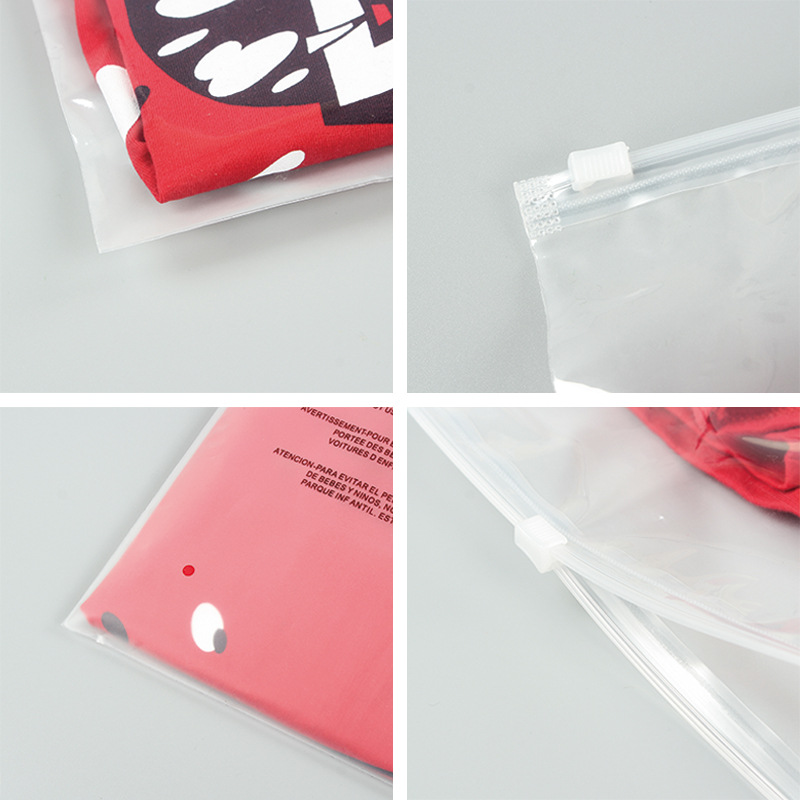 Hot sale PE transparent clothing zipper bag underwear skirt storage self-sealing bag CPE frosted children's clothes packaging bag
